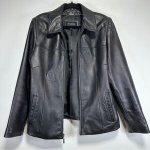 Wilsons Leather Black Genuine Leather Moto Jacket – Full Zip – Women’s Size L